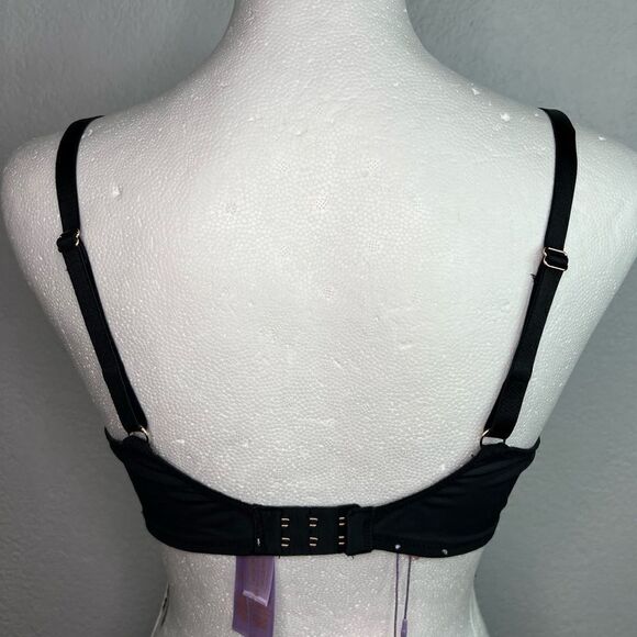 New! Savage X Fenty Lightly Lined Ribbed Mesh Black Demi Bra Size 36B - Picture 3 of 9